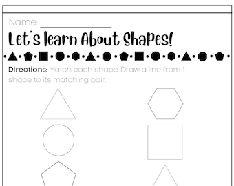 Early Educational Shape Matching & Patterns Worksheets, Homeschooling shapes practice worksheets, Early Learning preschool shapes activities