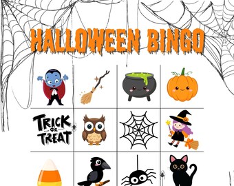 30 Card Halloween Bingo Set, Holiday activities, Homeschooling worksheets, Early Learning preschool bingo