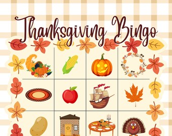 30 Card Thanksgiving Bingo Set, Holiday activities, Homeschooling worksheets, Early Learning preschool bingo