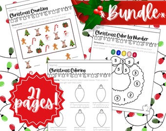 Christmas Worksheet Bundle | Holiday Activity Pack for Kids | Christmas-Themed Tracing, Counting, Coloring & More!