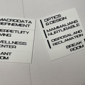 3D Printed Lumon Severance Hall Room Signs Signage Macrodata Refinement