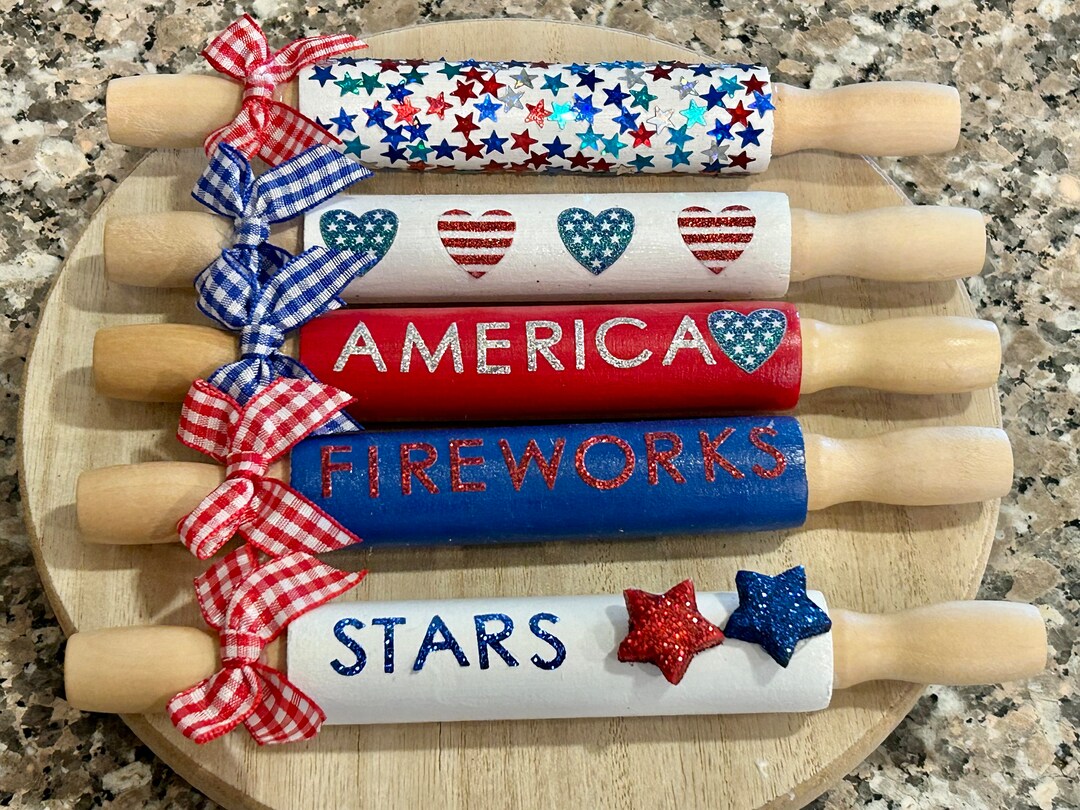 July 4th Mini Wood Rolling Pin, Patriotic Wood Rolling Pin Etsy