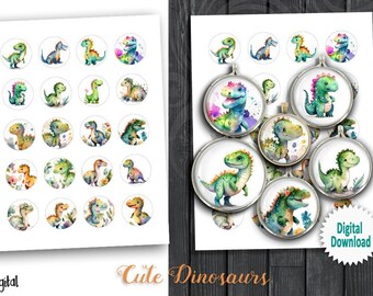 May include: A set of 20 printable digital stickers featuring cute watercolor dinosaurs in various poses and colors. The stickers are perfect for adding a fun and whimsical touch to your crafts, scrapbooking, and other projects.