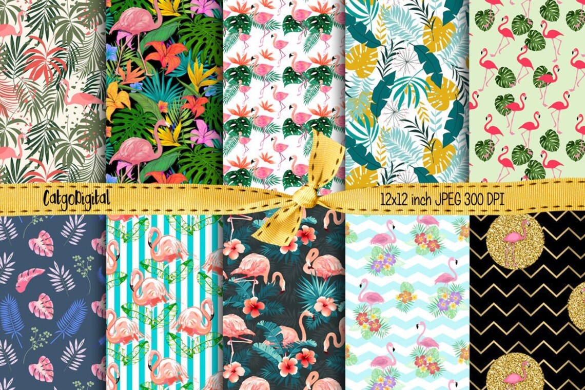 Flamingos 12x12 Inch Papers for Scrapbooking, Journaling, Embelishments ...