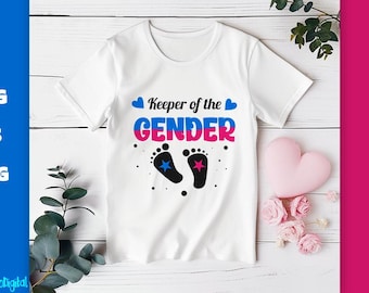 Opiekun płci Baby Shower SVG PNG Sublimacja Projekt Impreza ujawniająca płeć