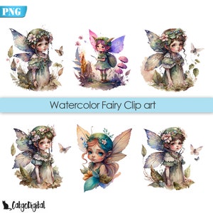 Aquarell Fee Clipart PNG Dateien Feen Sublimation Märchen Clipart Fee Illustrationen Transparenten Hintergrund