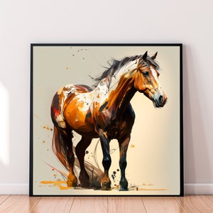 Majestic Equine Horse Digital Art Print, Equestrian Artwork, Nature Lover Wall Art, Horse Home Decor, Housewarming Gift, Horse Stable Art