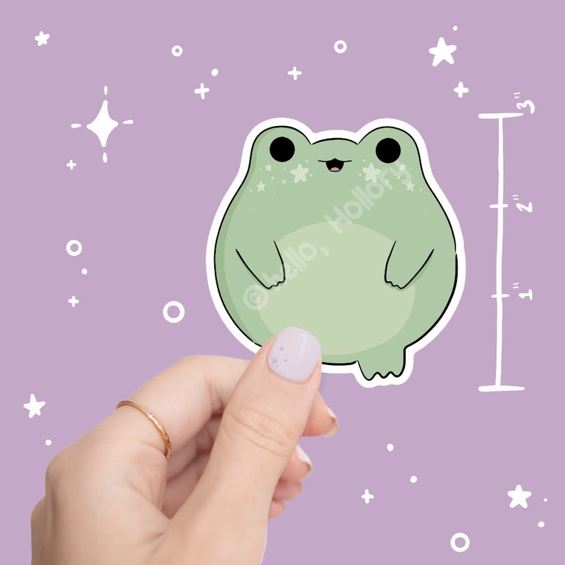 Cute Green Frog Sticker | Cute Kawaii Animal Sticker, Aesthetic Vinyl ...