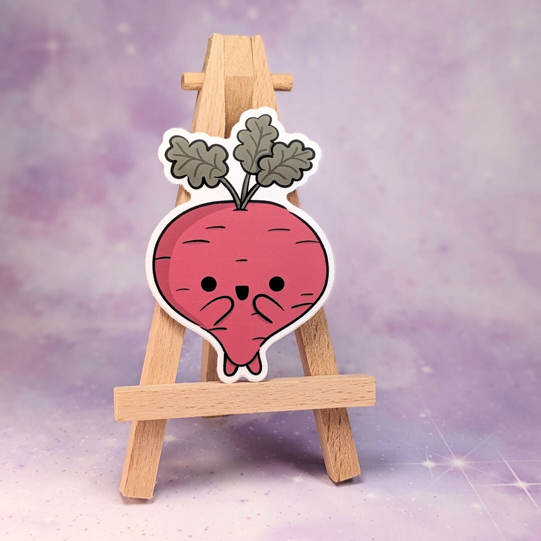 Happy Radish Sticker Cute Kawaii Vegetable Sticker, Aesthetic Vinyl ...