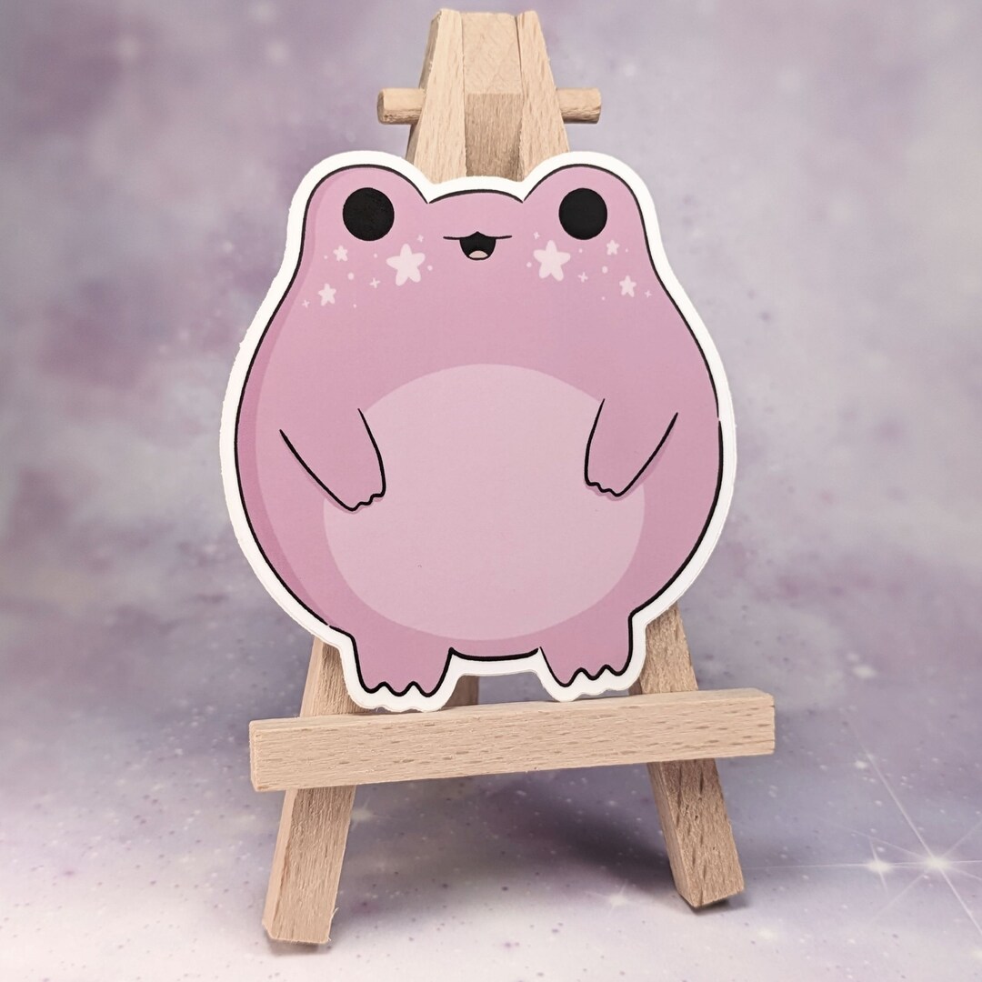 Cute Pink Frog Sticker | Kawaii Animal Sticker, Aesthetic Vinyl Water ...