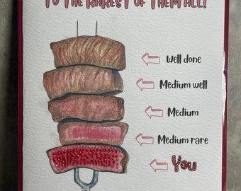 Happy Birthday Steak Greeting Card,rhinestone Birthday Card,you're the  Rarest of Them All,card for Mum Dad Auntie Brother Friend,for Him Her - Etsy