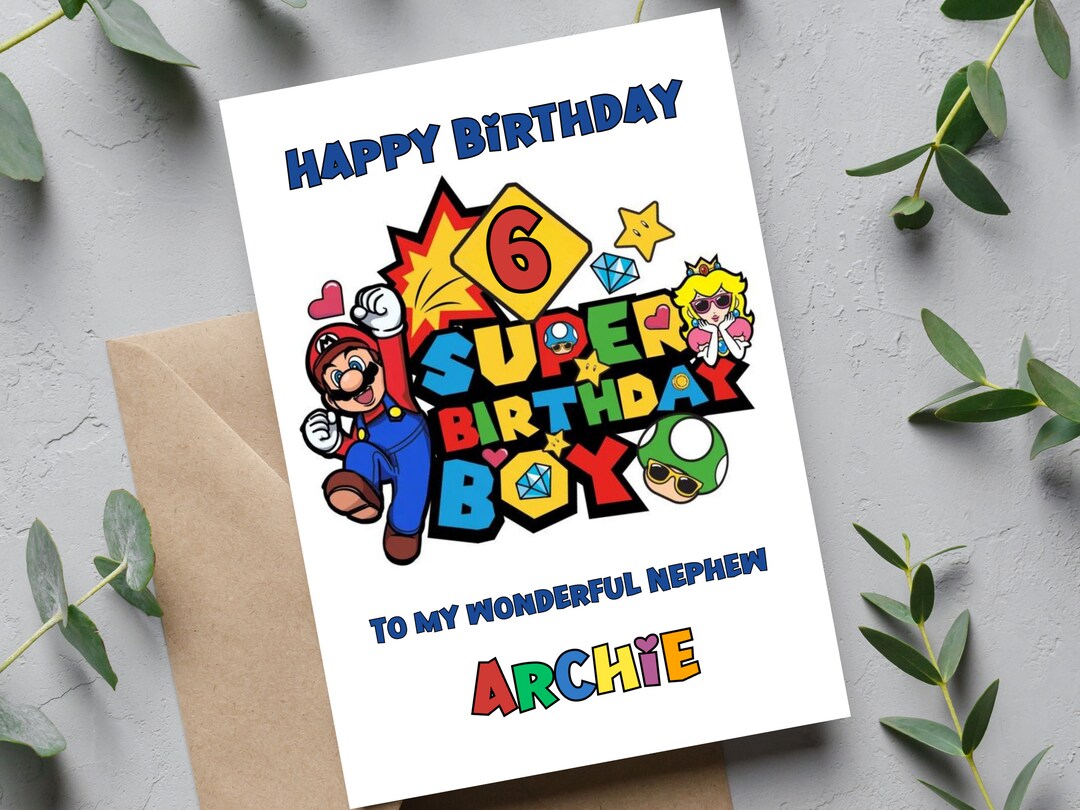 SUPER MARIO Personalised Birthday Card, Super Mario Greetings Card, Super Mario Personalised Birthday Card, Celebration Any Age Relationship - Etsy UK