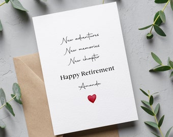 A5 Textured Personalised Happy Retirement Card, New Chapter Card, Happy Retirement
