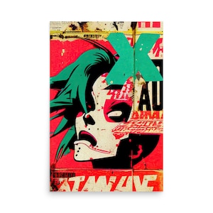 Cyberpunk Print - Anime Manga Collage - Graffiti Collage Wall Art - Anime Art - Manga Wall Poster