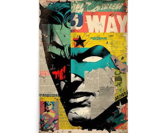 Impresión de superhéroe - Estilo retro - Arte cómico - Impresión collage - Cómic