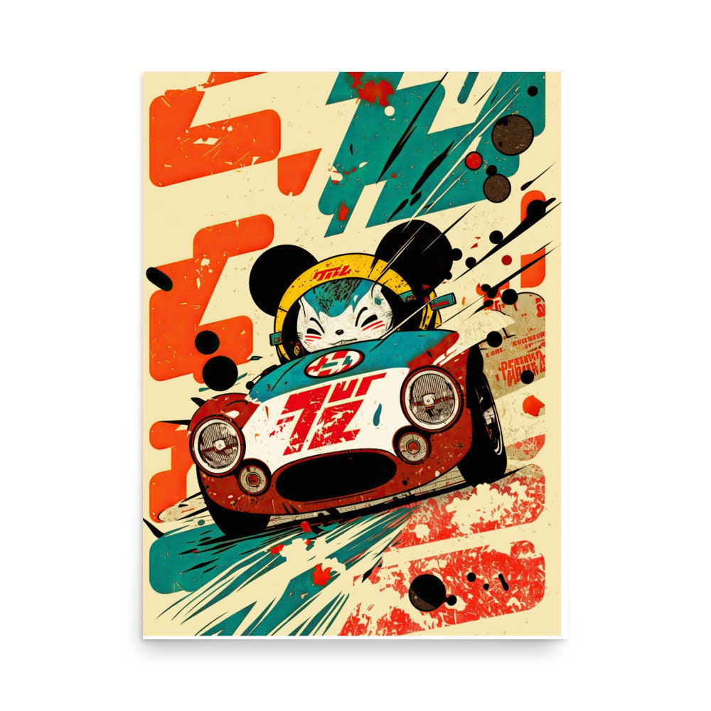 Racecar Rat - Mouse Art Print - Racer Rat Poster - Mouse Collage - Art ...