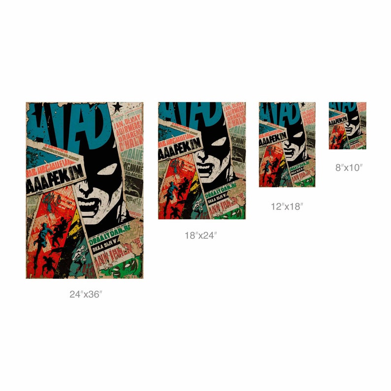 Superhero Collage Art Print Comic Book Wall Art Retro Comic Art Modern Art Collage Etsy