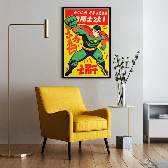 Superhero Menko Card Art – 1960's Manga – Japanese Comic Book Art