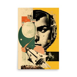 Retro Sci-Fi Art Print – NASA Space Travel – Collage Art Print – Astronaut Collage