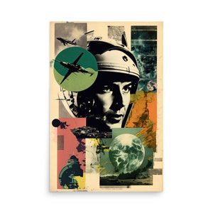 Retro Sci-Fi Art Print – NASA Space Travel – Collage Art Print – Astronaut Collage