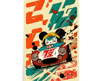 Racecar Rat - Mouse Art Print - Racer Rat Poster - Mouse Collage