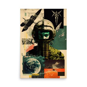 Retro Sci-Fi Art Print – NASA Space Travel – Collage Art Print – Astronaut Collage