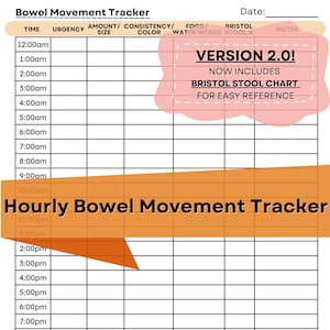 VERSION 2.0 UPDATED | Daily Bowel Movement Tracker Sheet | Irritable Bowel Syndrome Tracker | Food Sensitivity Tracker | Bristol Stool Chart