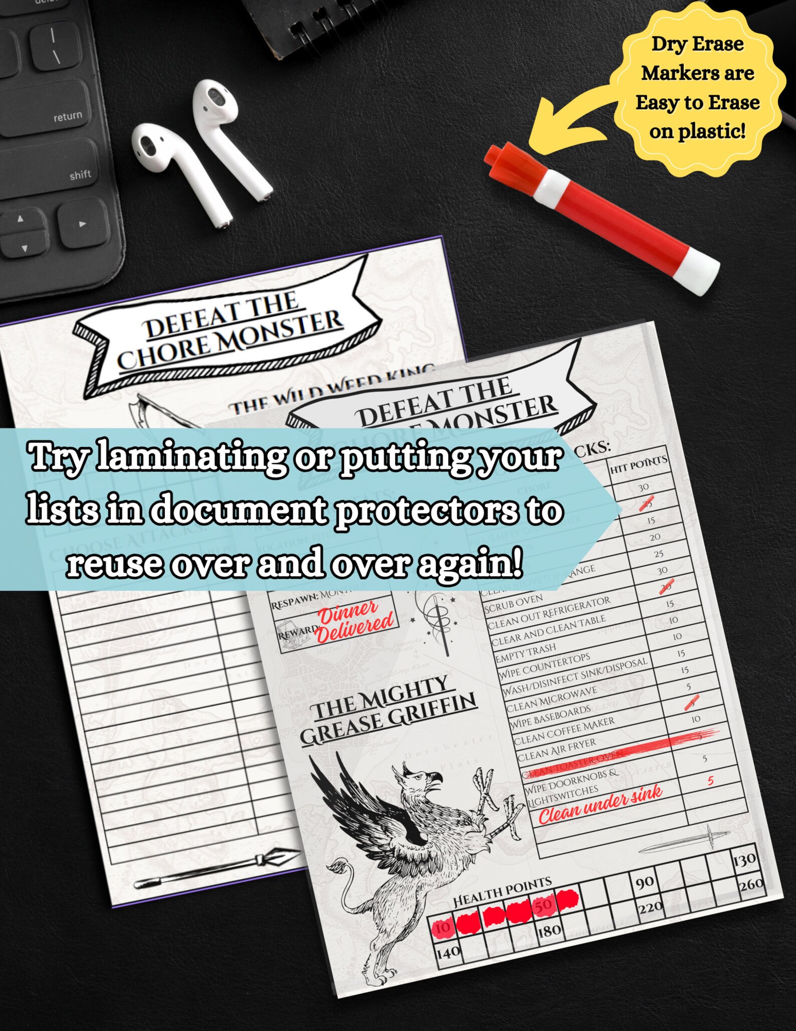 ADHD Chore Cleaning Checklist Game | Adults Children Chore Cleaning ...