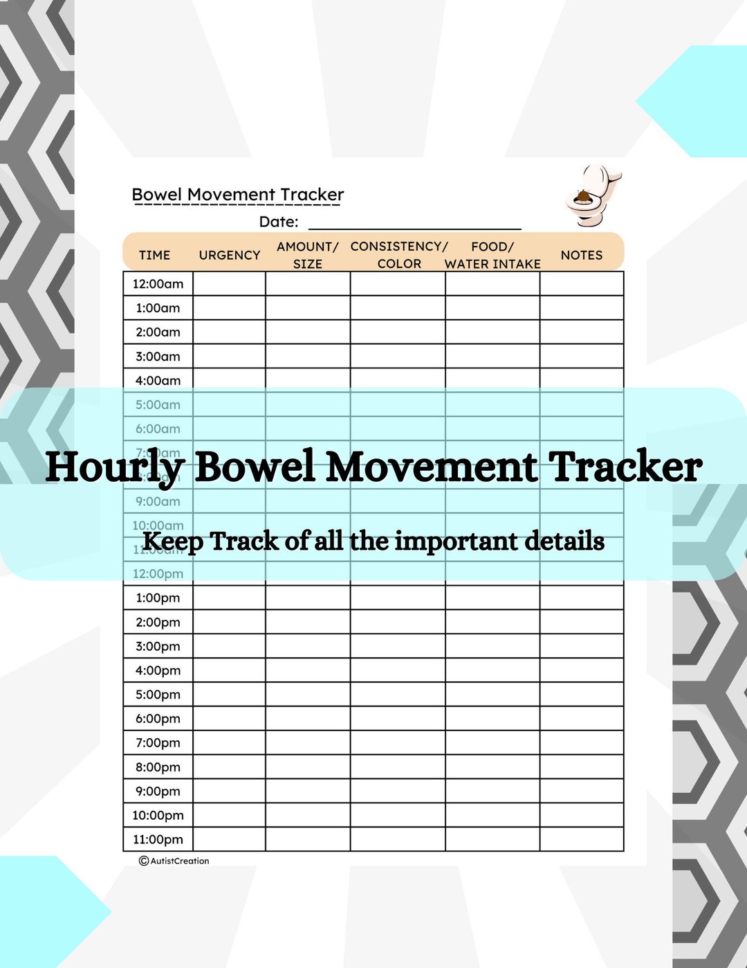 Daily Bowel Movement Tracker Sheet Irritable Bowel Syndrome Tracker Food Sensitivity Tracker Etsy