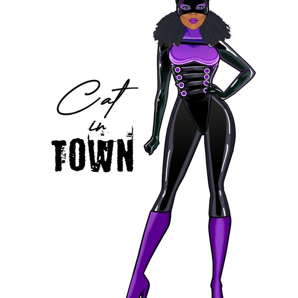 Cat Woman Afro Hair Tall Fashionable Strong Black Girl Ski Mask