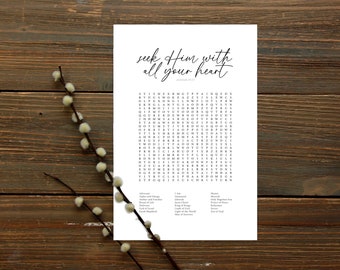 All Your Heart Wall Art | Christian Wall Art | Names of Christ Word Search | Christian Word Search