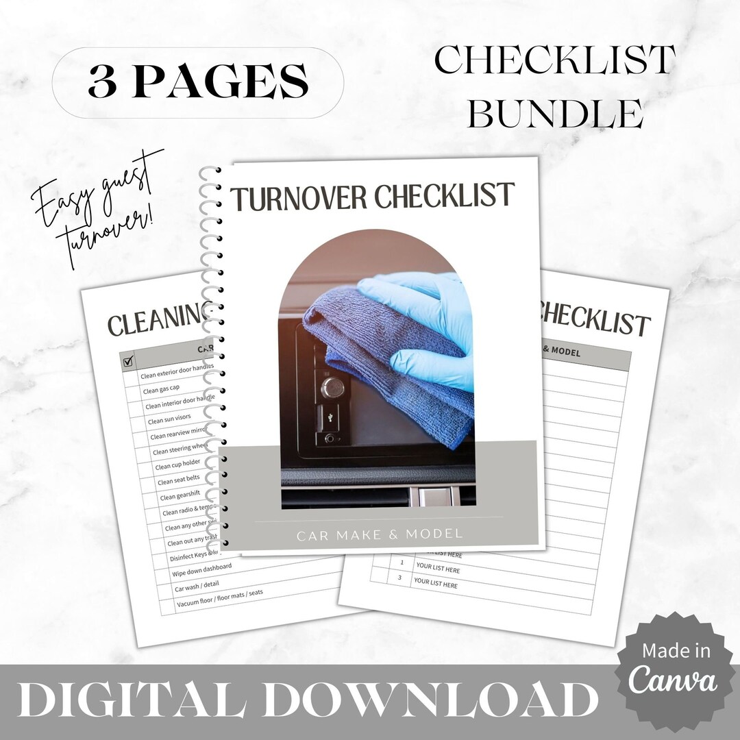Turo Cleaning Checklist | Turo Inventory Checklist | Turo Checklist ...