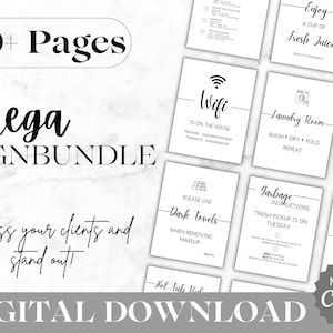 Airbnb Sign Bundle Template | Airbnb Signage Template | Wifi Sign | House Rules | Welcome Sign | Airbnb Welcome Book | Checkout List | VRBO