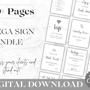 Airbnb Sign Bundle Template | Airbnb Signage Template | Wifi Sign | House Rules | Welcome Sign | Airbnb Welcome Book | Checkout List | VRBO