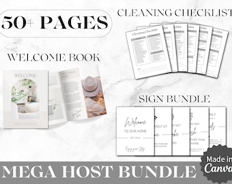 Airbnb Template Bundle | Airbnb Host Bundle | Airbnb Welcome Book | Editable Canva Template | Superhost | Cleaning Checklist | Airbnb Signs