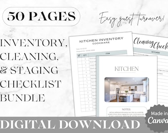 Airbnb Cleaning Checklist | Airbnb Inventory Sheet | Airbnb Staging Photos | Airbnb Bundle | Superhost | Airbnb Template | Canva Template