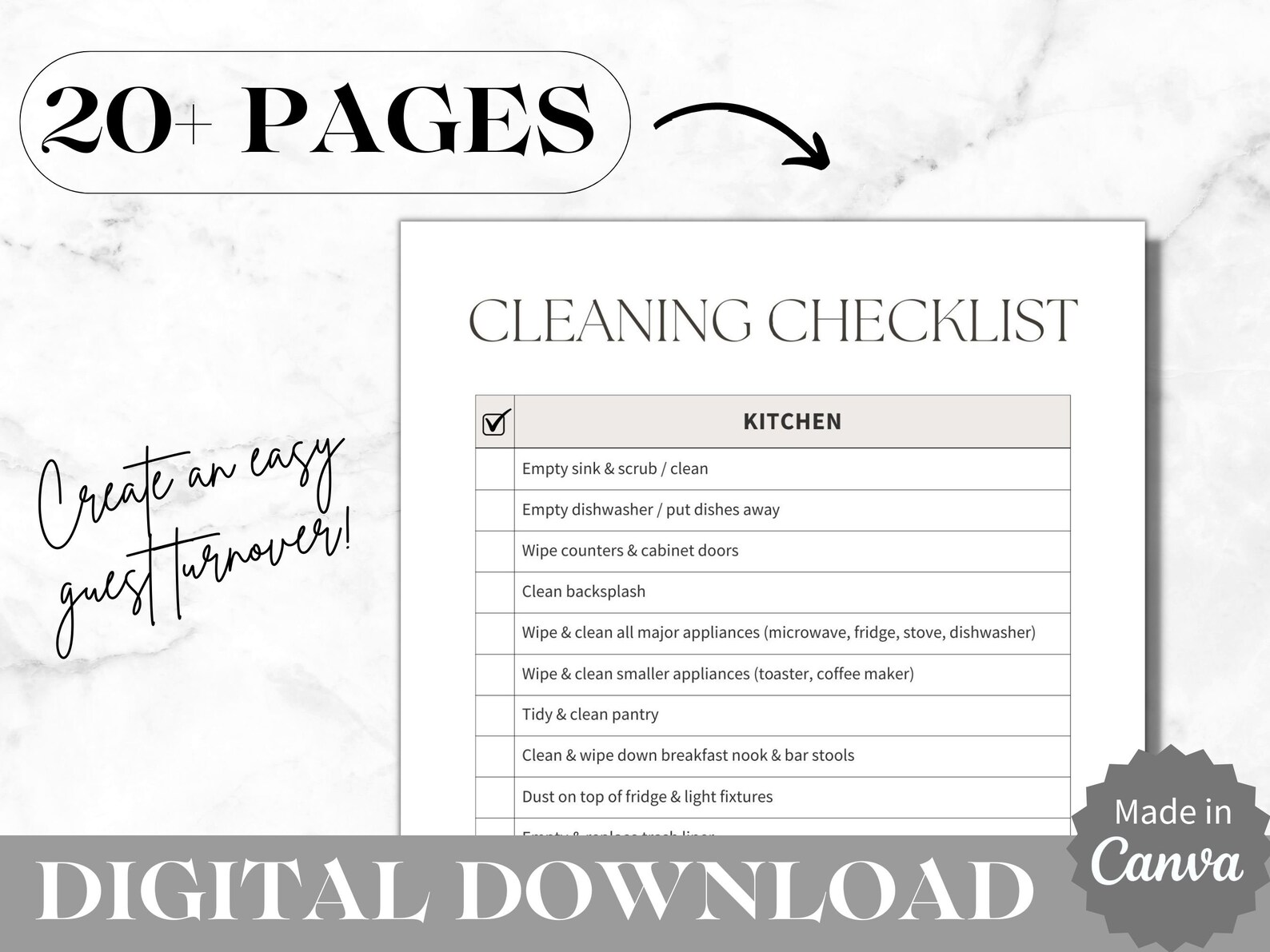 Airbnb Checklist Template | Cleaning Checklist | Airbnb Canva Digital ...