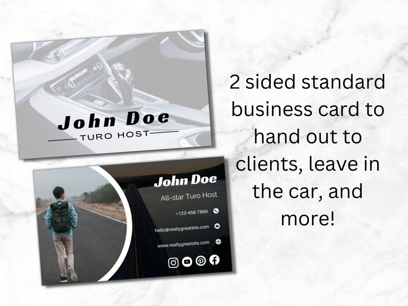 Turo Business Cards Digital Business Cards Twosided Etsy