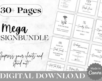 Airbnb Sign Bundle Template | Airbnb Signage Template | Wifi Sign | House Rules | Welcome Sign | Airbnb Welcome Book | Checkout List | VRBO