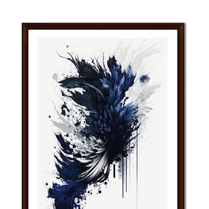 Navy Blue Printable Modern Abstract Digital Art,  Home Decor Wall Art Instant Download, Navy Blu Printable Wall Art Large Painting