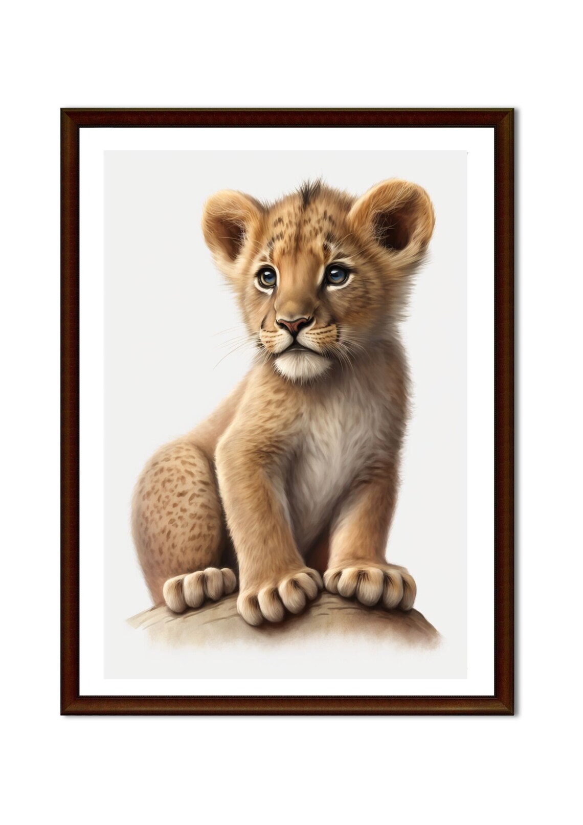 Cute Printable Lion Cub Cartoon Style Digital Art, 3D Wall Art, Child ...