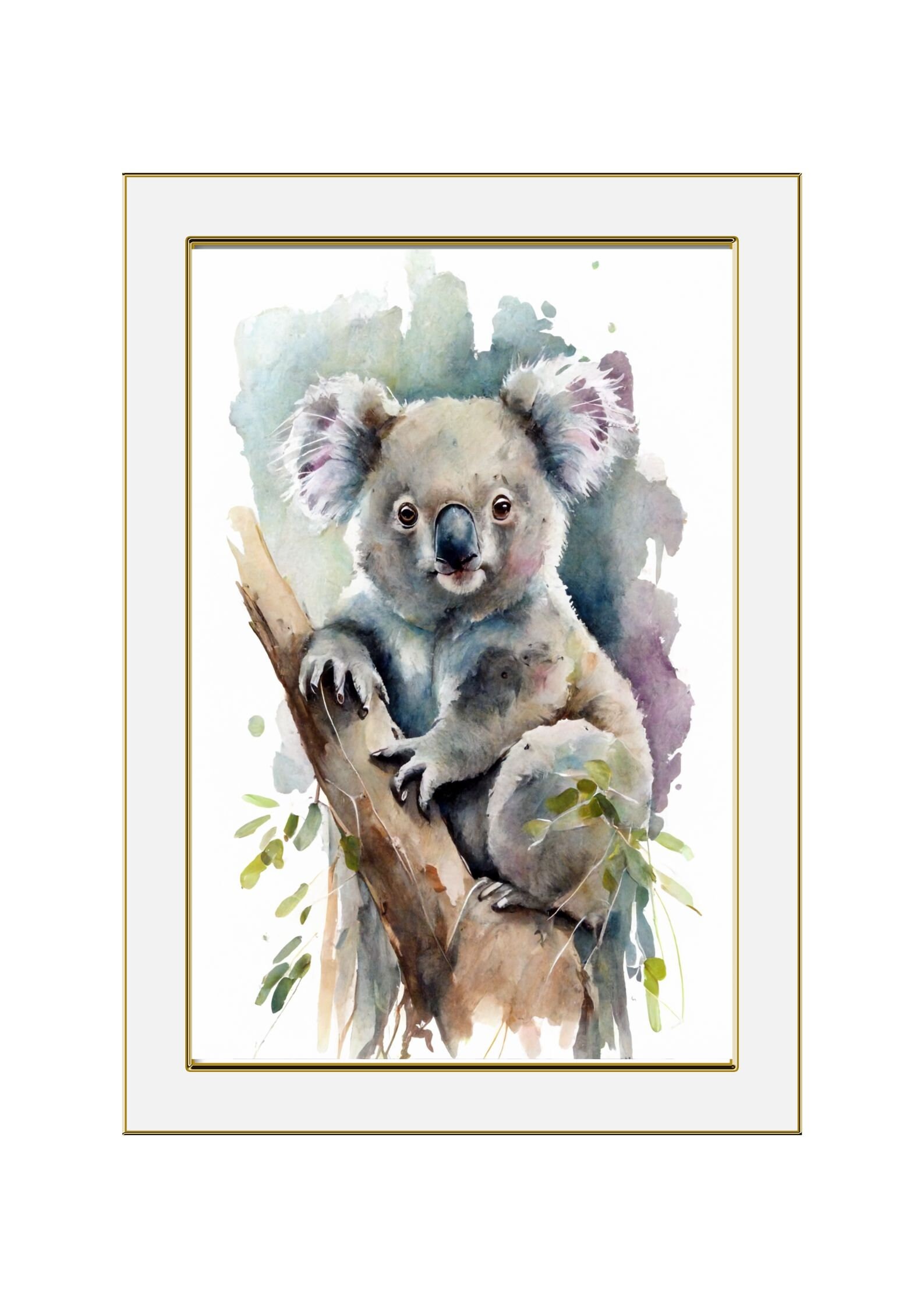 Cute Printable Koala Bear Cartoon Style Digital Art, Watercolor Wall ...