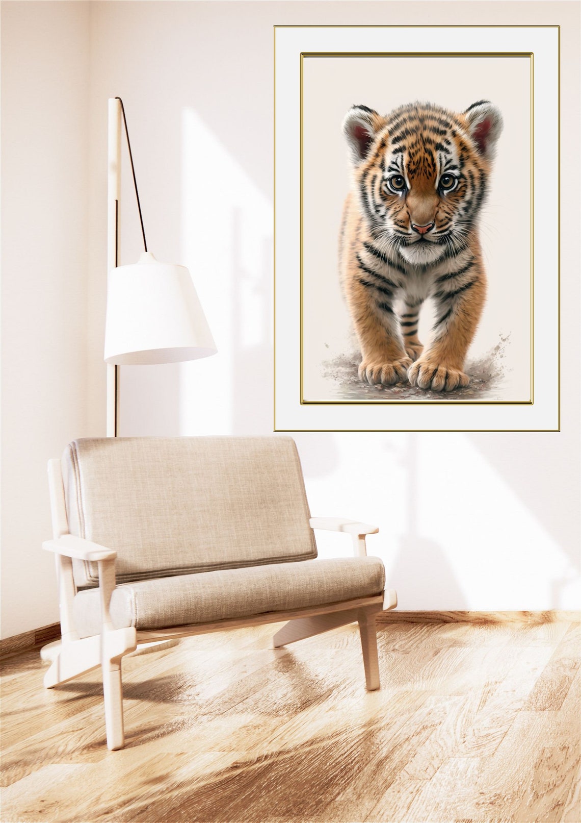 Cute Printable Tiger Cub Wall Art, Cartoon Style Digital Art, Child ...