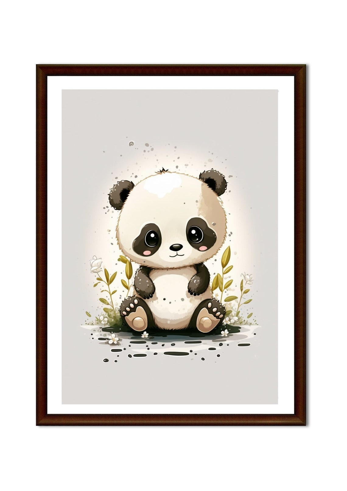 Cute Printable Panda Bear Cartoon Style Digital Art, Watercolor Wall ...