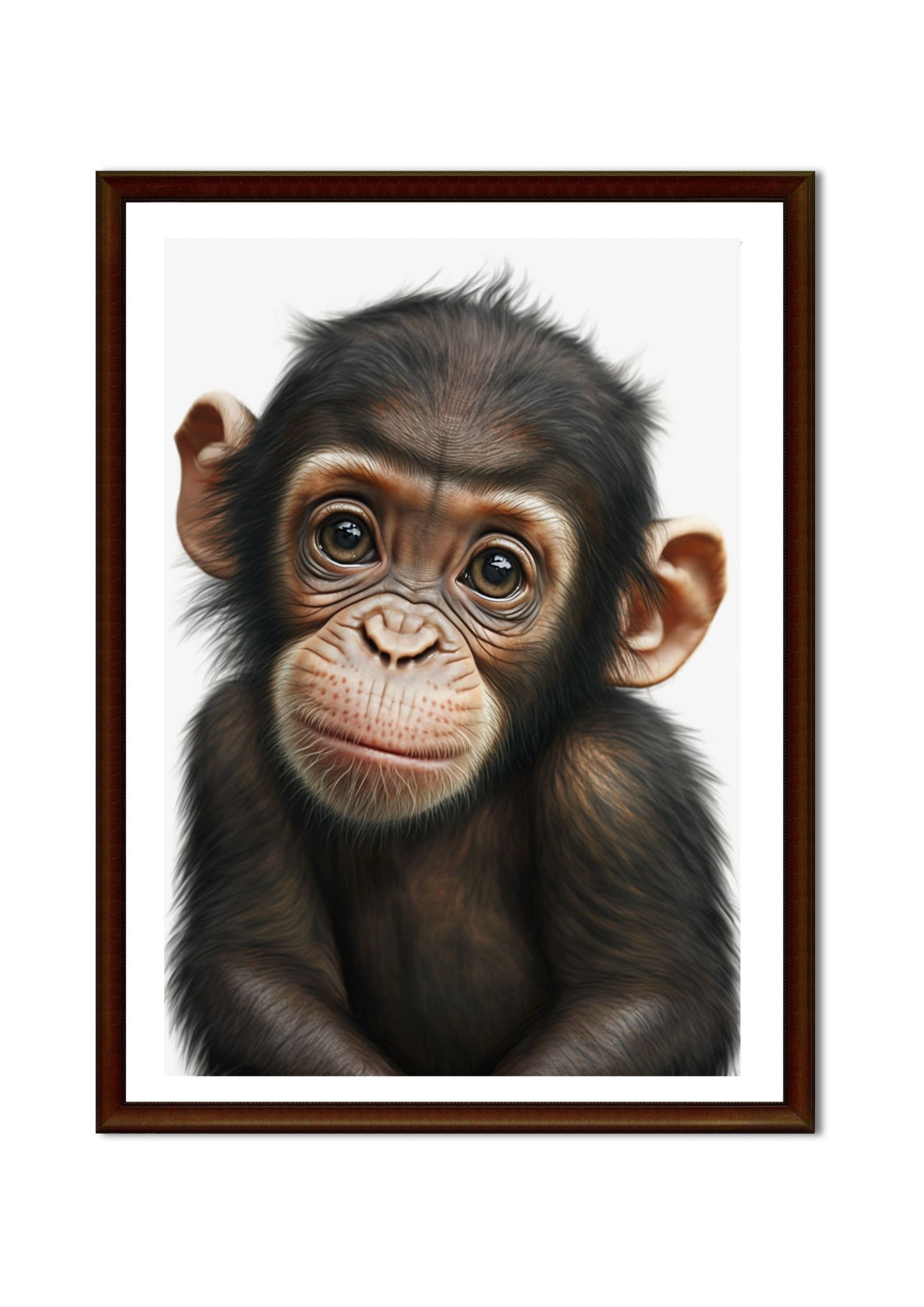 Cute Printable Monkey Wall Art, Baby Monkey Art Cartoon Style Digital