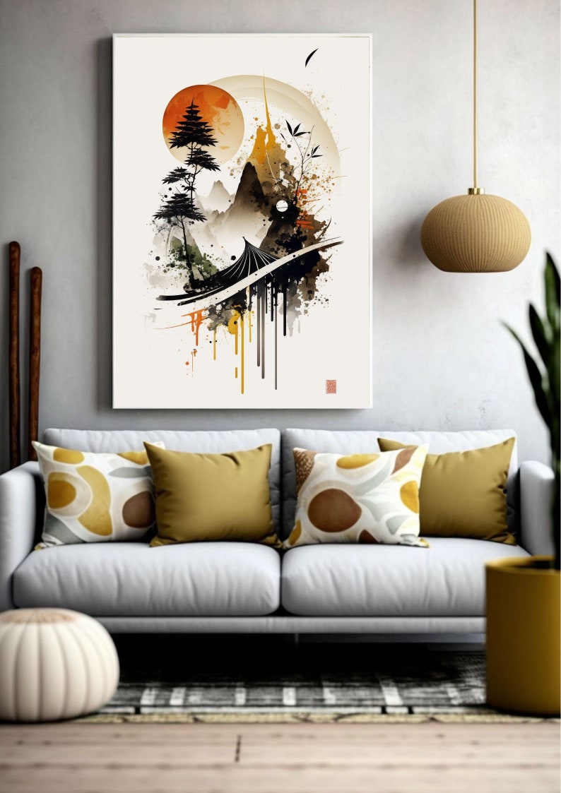 Japandi Art Print Wall Art, Abstract Modern Printable Digital Art ...
