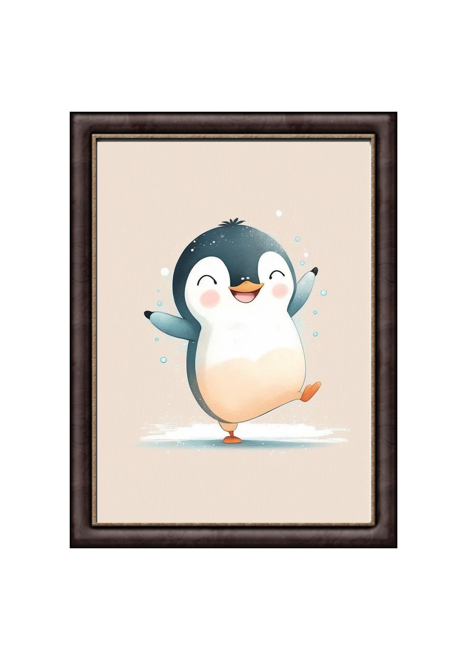 Cute Penguin Printable Cartoon Style Digital Art, Watercolor Wall Art ...