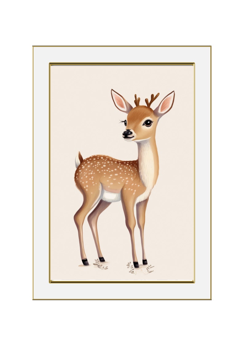 Cute Deer Art Cartoon Printable Digital Art, Wall Art, Child Decor ...