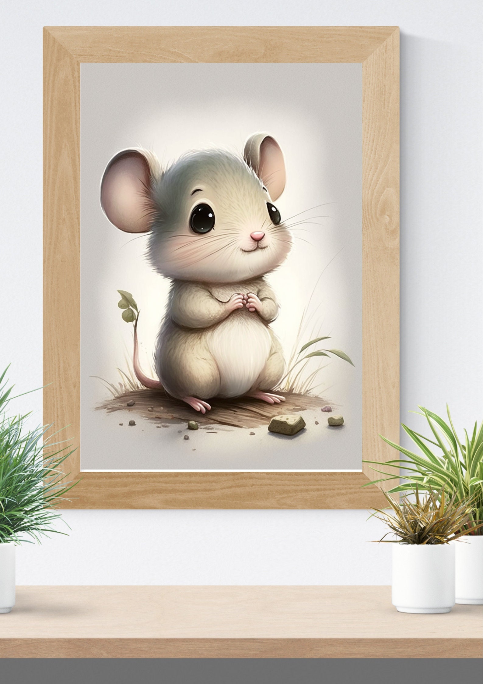 Cute Mouse Cartoon Printable Digital Art, Wall Art, Child Decor Instant