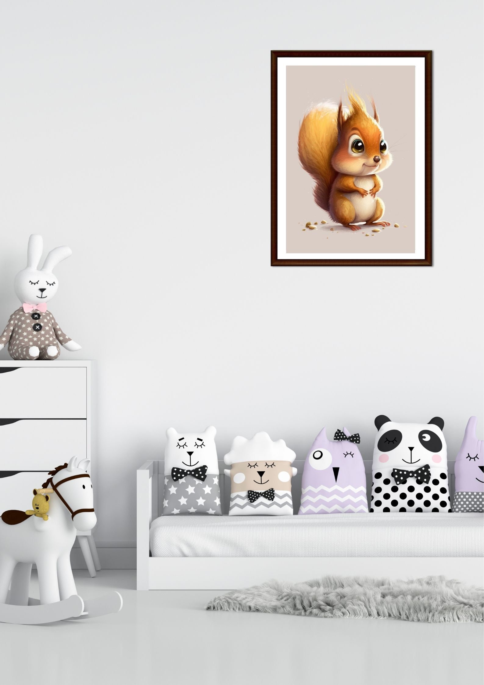 Room Poster, Printable Download, Squirrel - Cute Child Art Art Nursery Kids Decor Instant Etsy Digital Cute Cartoon Style, Wall Art Printable